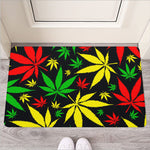Hemp Leaves Reggae Pattern Print Rubber Doormat