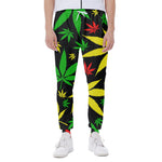 Hemp Leaves Reggae Pattern Print Scuba Joggers