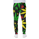 Hemp Leaves Reggae Pattern Print Scuba Joggers