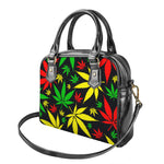 Hemp Leaves Reggae Pattern Print Shoulder Handbag