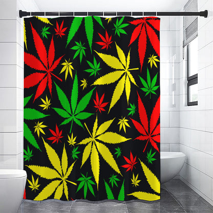 Hemp Leaves Reggae Pattern Print Shower Curtain