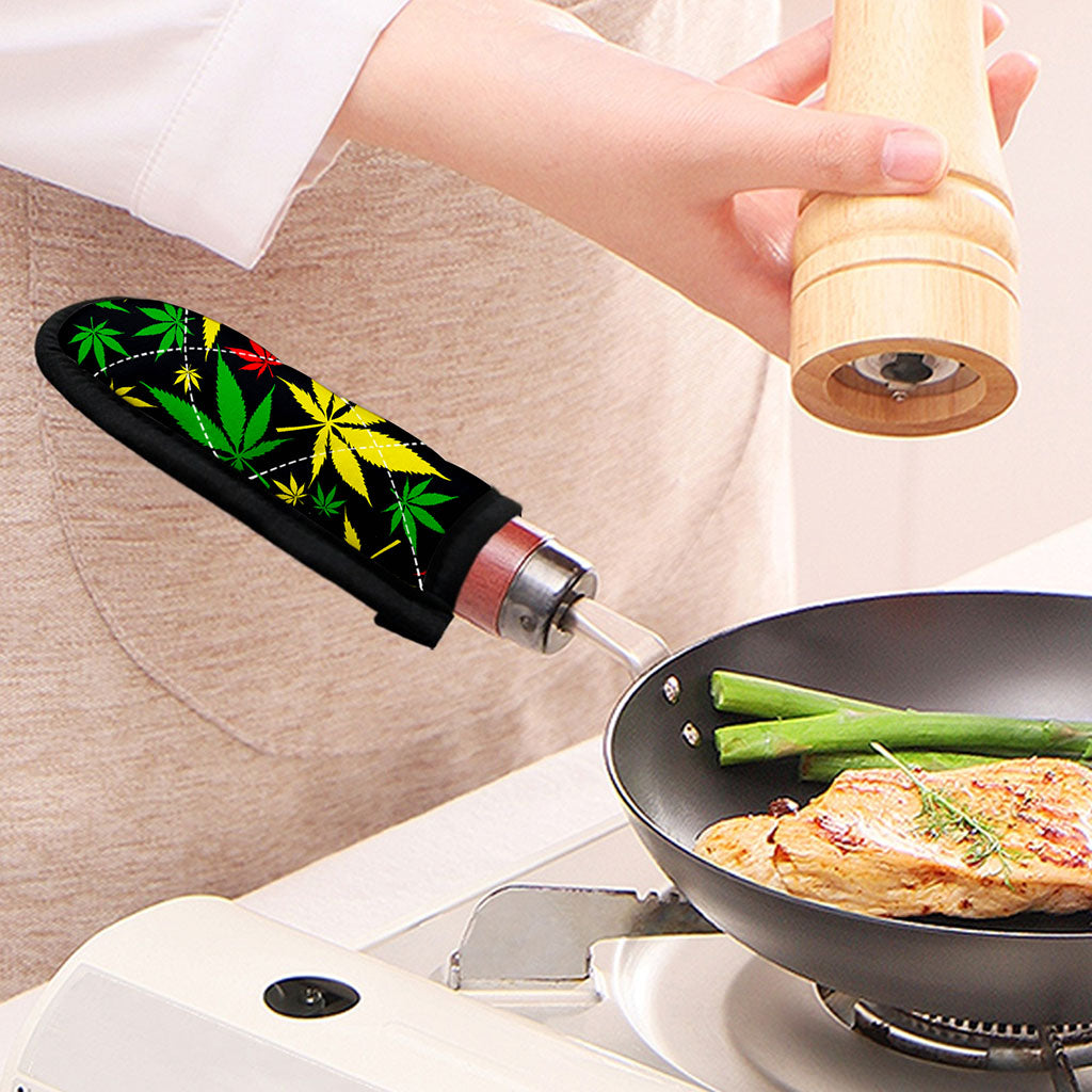 Hemp Leaves Reggae Pattern Print Skillet Handle Cover