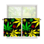Hemp Leaves Reggae Pattern Print Tier Curtains