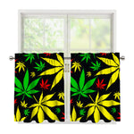 Hemp Leaves Reggae Pattern Print Tier Curtains