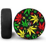 Hemp Leaves Reggae Pattern Print Tire Cover With Camera Hole