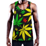 Hemp Leaves Reggae Pattern Print Training Tank Top