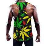 Hemp Leaves Reggae Pattern Print Training Tank Top
