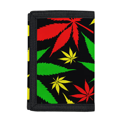 Hemp Leaves Reggae Pattern Print Trifold Wallet
