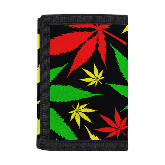 Hemp Leaves Reggae Pattern Print Trifold Wallet