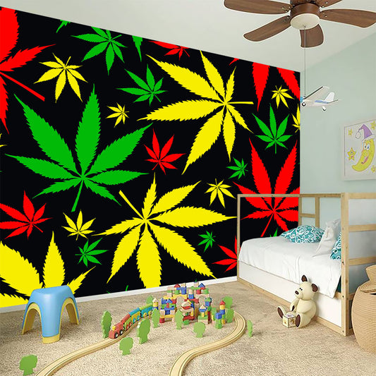 Hemp Leaves Reggae Pattern Print Wall Sticker