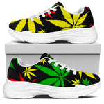 Hemp Leaves Reggae Pattern Print White Chunky Shoes