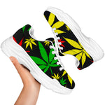 Hemp Leaves Reggae Pattern Print White Chunky Shoes