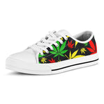Hemp Leaves Reggae Pattern Print White Low Top Sneakers