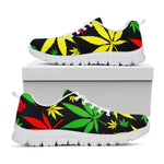 Hemp Leaves Reggae Pattern Print White Running Shoes