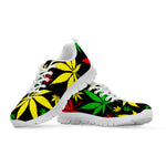 Hemp Leaves Reggae Pattern Print White Running Shoes