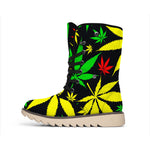 Hemp Leaves Reggae Pattern Print Winter Boots