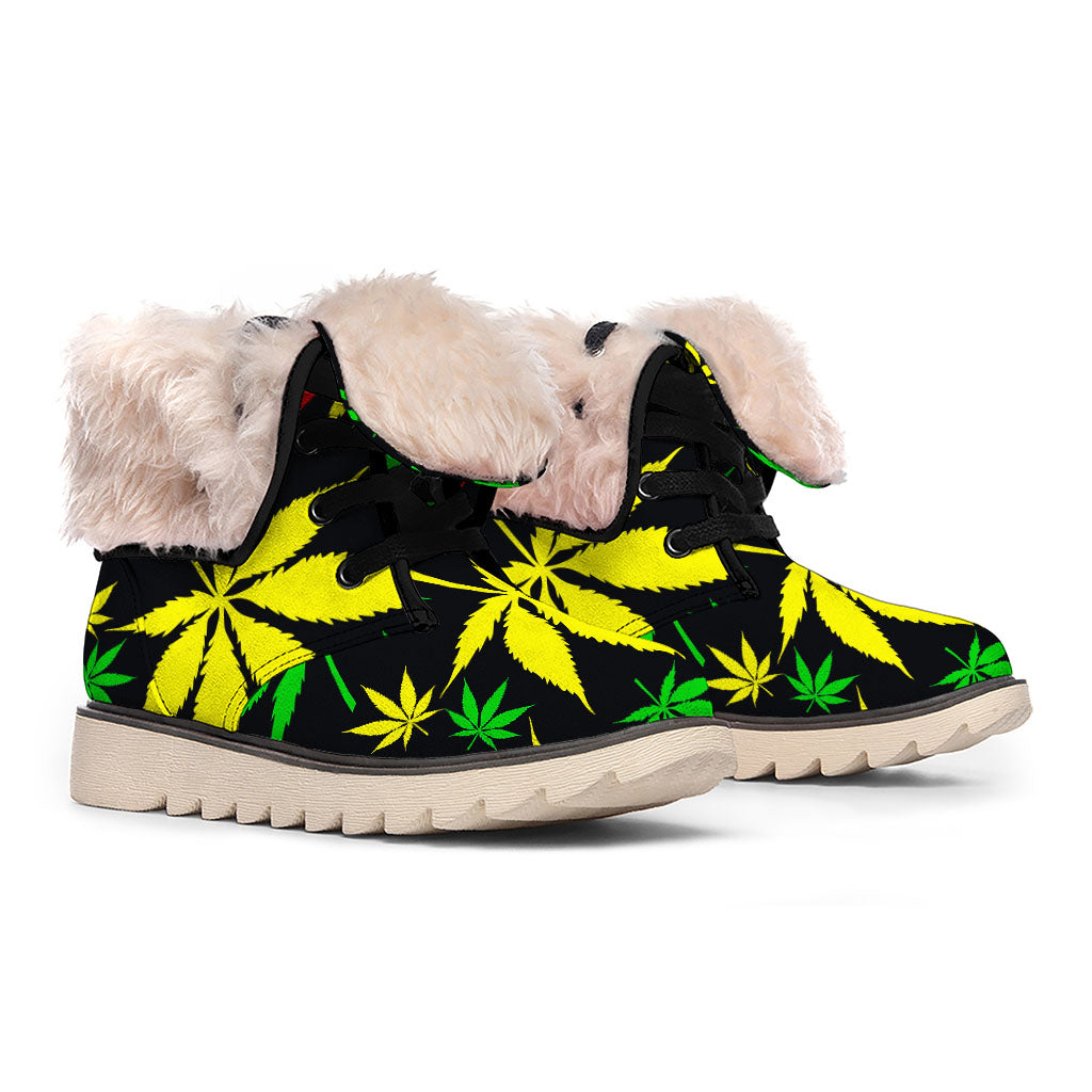 Hemp Leaves Reggae Pattern Print Winter Boots