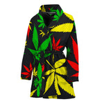 Hemp Leaves Reggae Pattern Print Women's Bathrobe