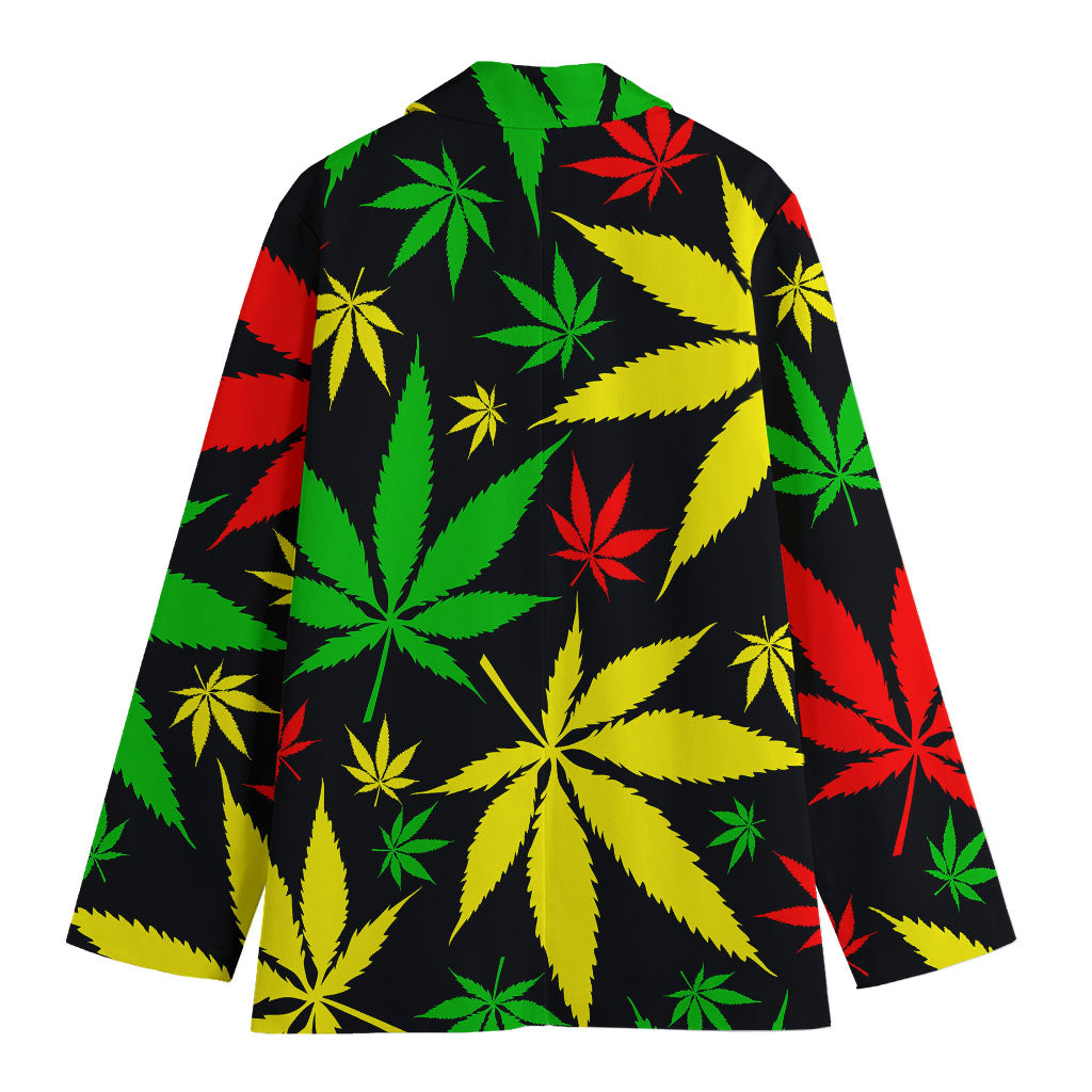 Hemp Leaves Reggae Pattern Print Women's Blazer
