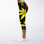 Hemp Leaves Reggae Pattern Print Women's Capri Leggings