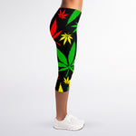 Hemp Leaves Reggae Pattern Print Women's Capri Leggings