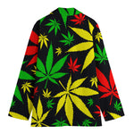 Hemp Leaves Reggae Pattern Print Women's Cotton Blazer