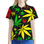 Hemp Leaves Reggae Pattern Print Women's Polo Shirt