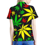 Hemp Leaves Reggae Pattern Print Women's Polo Shirt