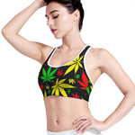 Hemp Leaves Reggae Pattern Print Women's Sports Bra