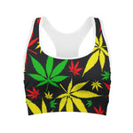 Hemp Leaves Reggae Pattern Print Women's Sports Bra