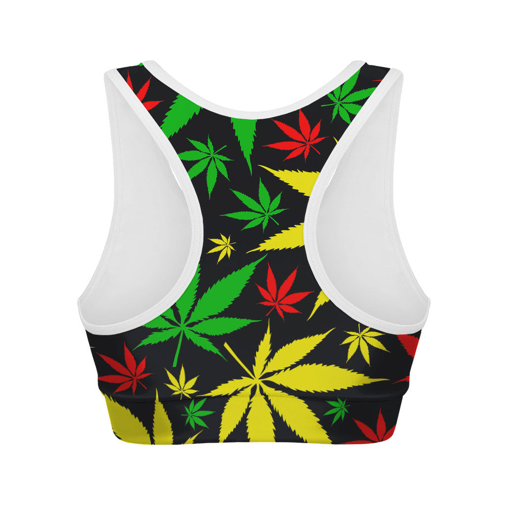 Hemp Leaves Reggae Pattern Print Women's Sports Bra