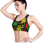 Hemp Leaves Reggae Pattern Print Women's Sports Bra