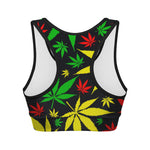 Hemp Leaves Reggae Pattern Print Women's Sports Bra