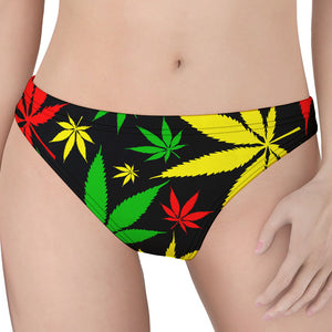 Hemp Leaves Reggae Pattern Print Women's Thong