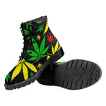 Hemp Leaves Reggae Pattern Print Work Boots