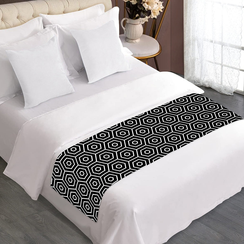 Hexagon Geometric Pattern Print Bed Runner