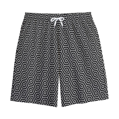 Hexagon Geometric Pattern Print Cotton Shorts