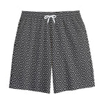 Hexagon Geometric Pattern Print Cotton Shorts