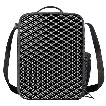 Hexagon Geometric Pattern Print Crossbody Lunch Bag