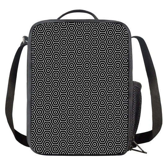 Hexagon Geometric Pattern Print Crossbody Lunch Bag