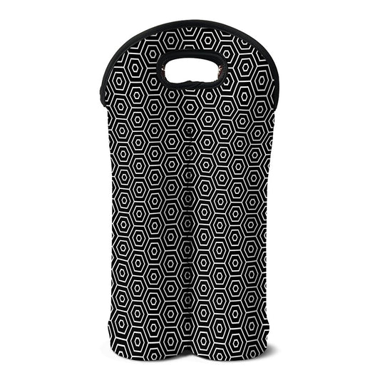 Hexagon Geometric Pattern Print Double Neoprene Wine Tote