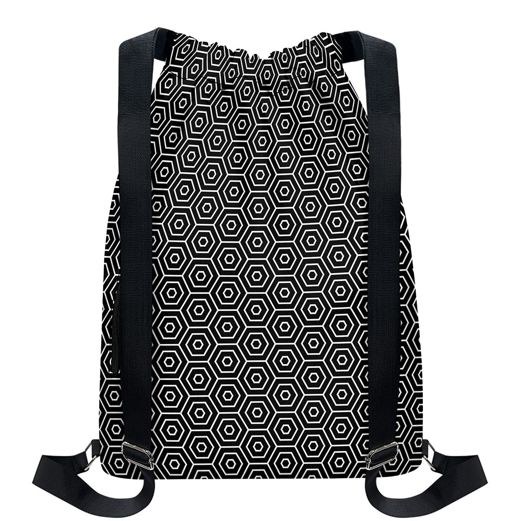 Hexagon Geometric Pattern Print Drawstring Backpack