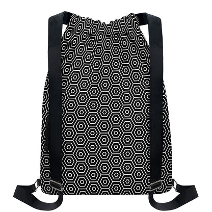 Hexagon Geometric Pattern Print Drawstring Backpack