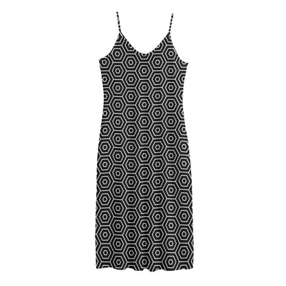 Hexagon Geometric Pattern Print Jersey Midi Cami Dress