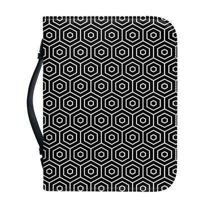 Hexagon Geometric Pattern Print Leather Bible Cover