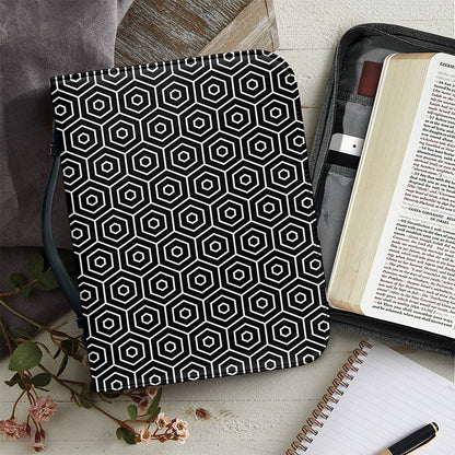 Hexagon Geometric Pattern Print Leather Bible Cover