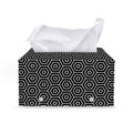 Hexagon Geometric Pattern Print Leather Tissue Box Cover