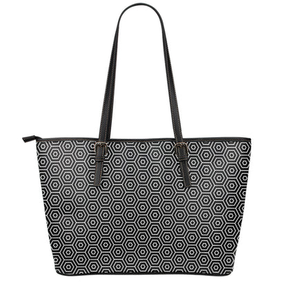 Hexagon Geometric Pattern Print Leather Tote Bag