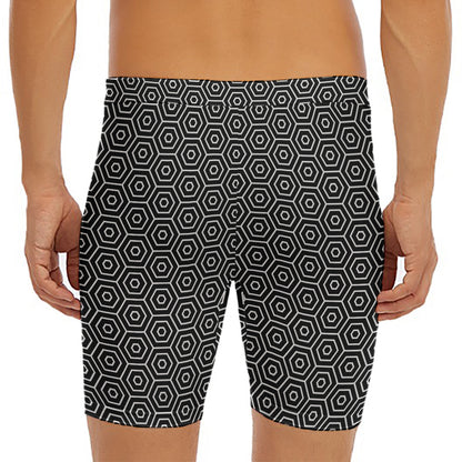 Hexagon Geometric Pattern Print Men's Long Boxer Briefs