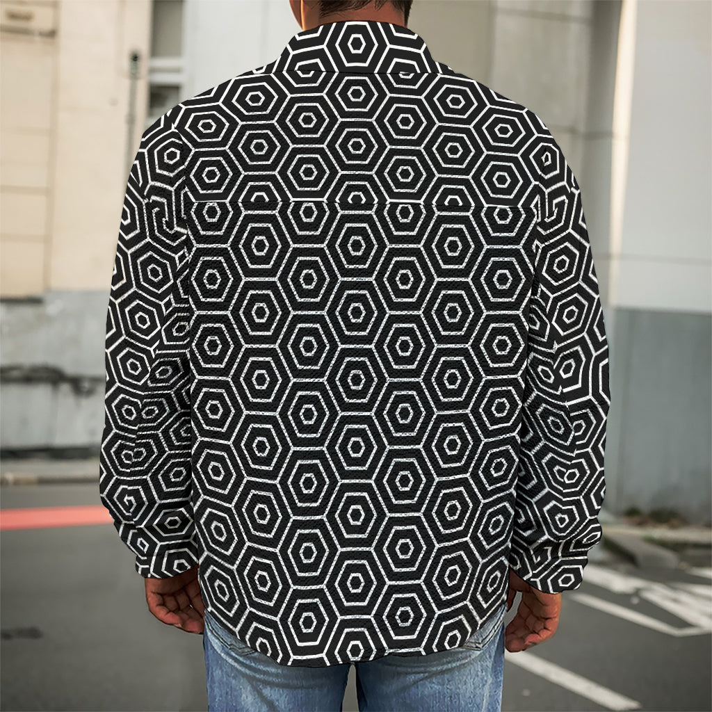 Hexagon Geometric Pattern Print Men's Shirt Jacket
